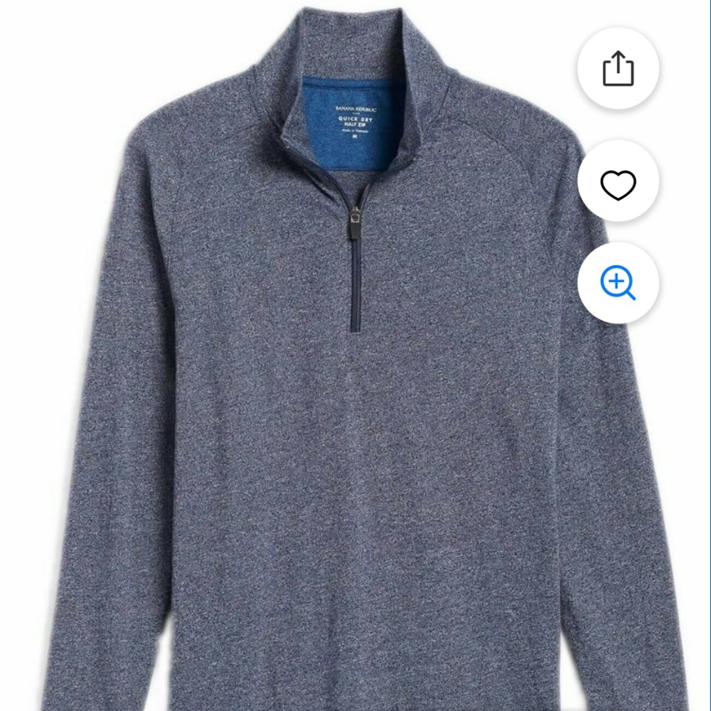 Banana Republic Navy Quick Dry Quarter Zip mens L